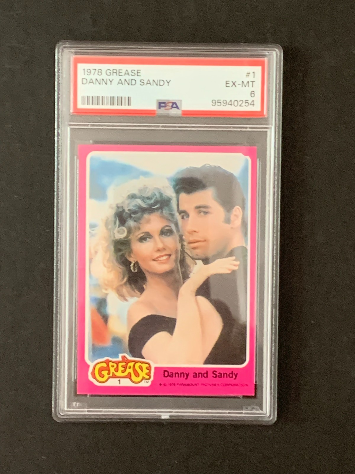 1978 Topps Grease Danny and Sandy RC Rookie Card Travolta John #1 PSA 6 EX MT