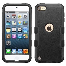 For iPod Touch 5th 6th  7th Gen - Black Hard Hybrid Nonslip Armor Impact Case