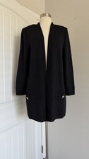ST.JOHN BASICS SANTANA KNIT OPEN FRONT BLACK JACKET SIZE L MADE IN USA