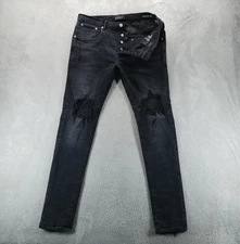 Purple Brand Jeans Mens 34 Black P002 Slim Dropped Fit Distressed Stretch