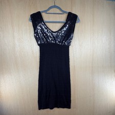 Guess Los Angeles Black Sequin Bandage Bodycon Mini Dress Sleeveless V-Neck
