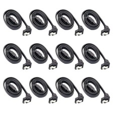 Image of 12-Pack SATA Data Cable 90 Degree Right Angle SATA III 6.0 Gbps Cable Black UK