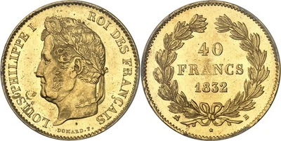 Louis-Philippe 40 Francs or 1832 Rouen PCGS MS63 Flan miroir SPL à FDC - Photo 1/2