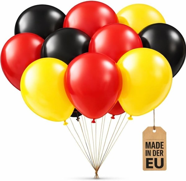 12 Luftballons Deutschland Ballon Deko Party FußBall Wm 2026 Schwarz Rot Gelb-image