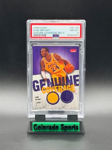 KOBE BRYANT 2008-09 Fleer Genuine Coverage Dual Game-Worn Patches PSA 8