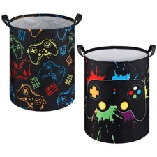 2 Pcs Gamer Laundry Basket Boys Kids Laundry Hamper Gamer Room Decor Stylish