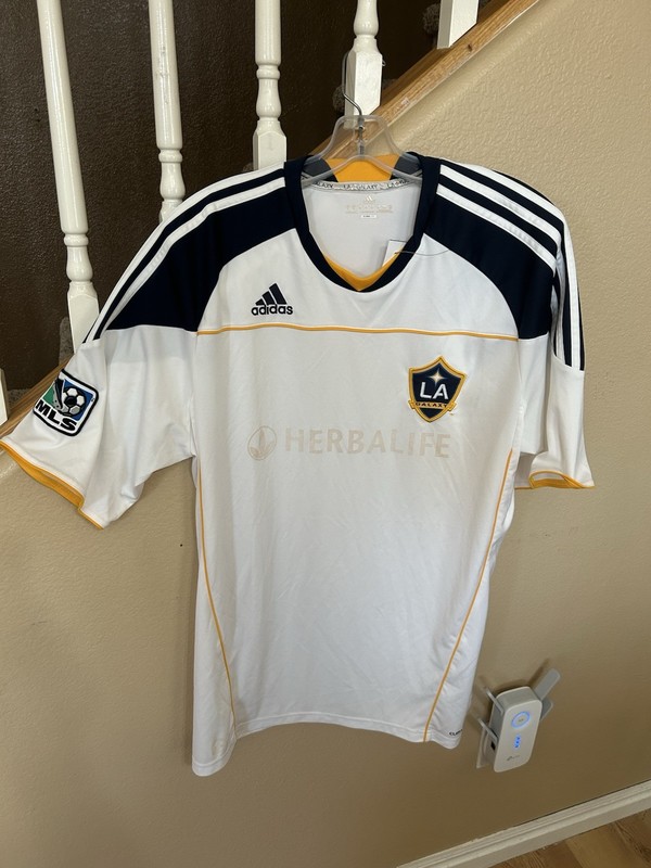 LA Galaxy Large Adidas Climalite White Herbalife Men’s Soccer Jersey Vintage