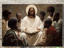 Modern Black Jesus Canvas Wall Art African American GOD  24x36 BIG