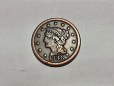 1848 Braided Hair Large Cent EX FINE TO AU