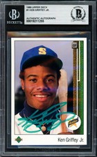Ken Griffey Jr. Signed 1989 Upper Deck Rookie Card #1 Seattle Mariners Beckett