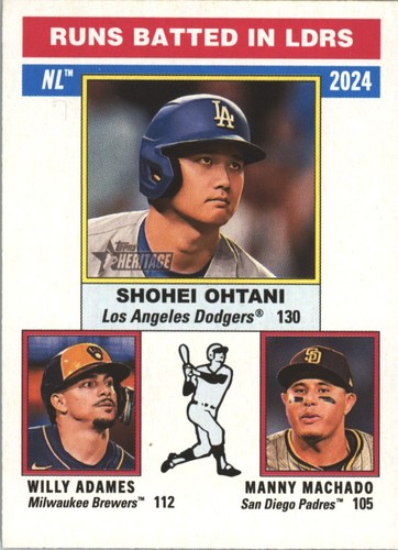 2025 Topps Heritage #195 NL Runs Batted In Leaders Ohtani,Machado,Adames