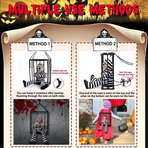 Animated Halloween Decoration, Animated Skull Ghost Hanging Decoration Prop with - Picture 3 of 4
