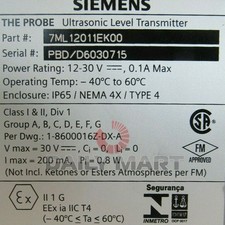 New In Box SIEMENS 7ML1201-1EK00 Ultrasonic Level Meter