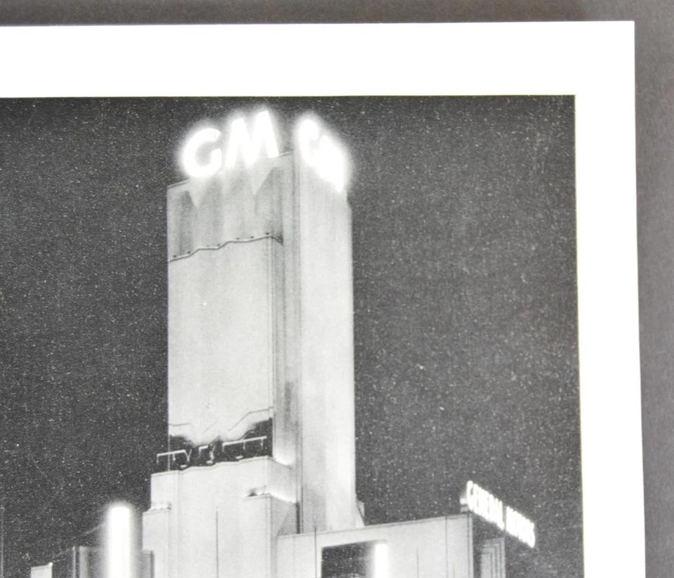 Impresión artística antigua Feria Mundial de Chicago vista nocturna General Motors 1933 historia Foto 3 de 4