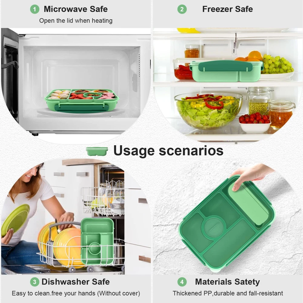 Bento Lunch Box for Adults and Kids with 5 Compartments