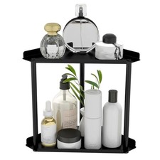 FLE Corner Bathroom Counter Organizer, Bathroom Organizer Countertop Black