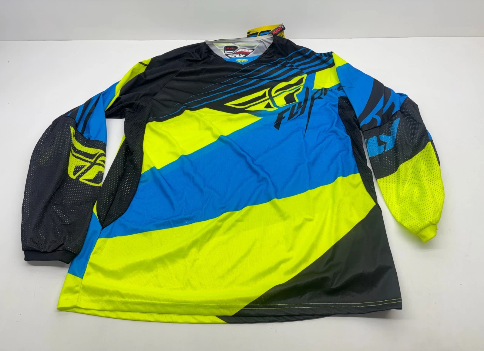 New Fly Kinetic Block Jersey Men's 2XL Blue Shirt Hi-Vis Yellow Blue Black XXL