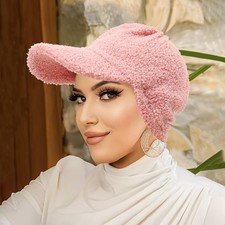 Plush Baseball Cap with Ear Flaps Winter Warm Hat Windproof Unisex Outdoor Cap