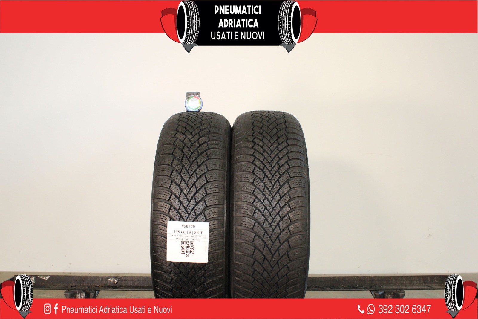 2 PNEUMATICI NEXEN 195/60 R15 INVERNALI GOMME USATE 98% - ADRIATICA