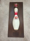 Vintage Brunswick Red Crown Bowling Pin Logo Plaque Trophy