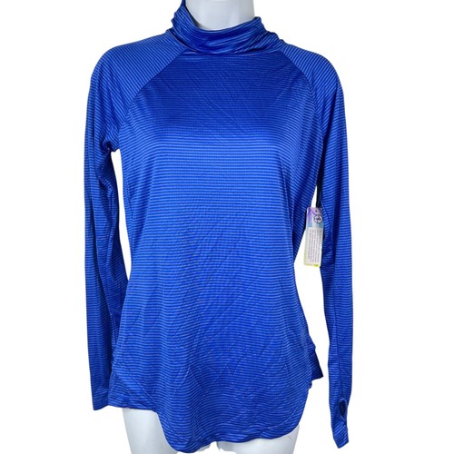 Moret Ultra Womens Size Small Speed-Dri Blue Stripe Performance Turtleneck Top