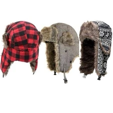 Faux Fur Trapper Hat Unisex Assorted - Only One For This Price Not All Three -