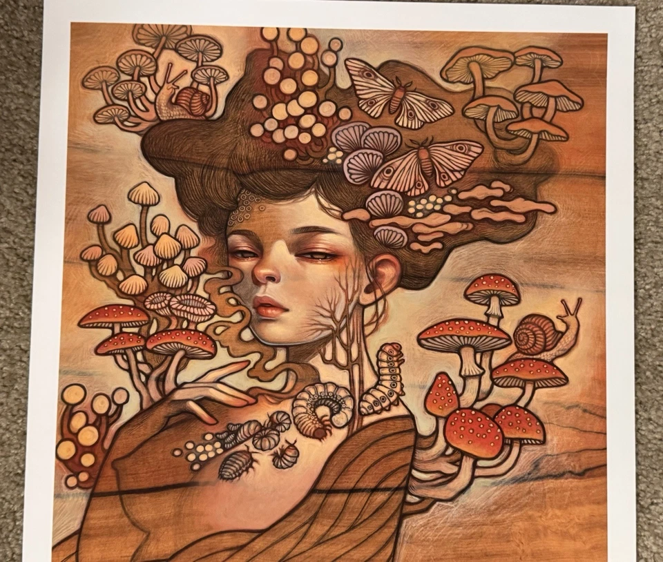 Audrey Kawasaki Art Print Amanita Mushroom Poster S/# 200 Asian Impressionism - Image 4 of 4
