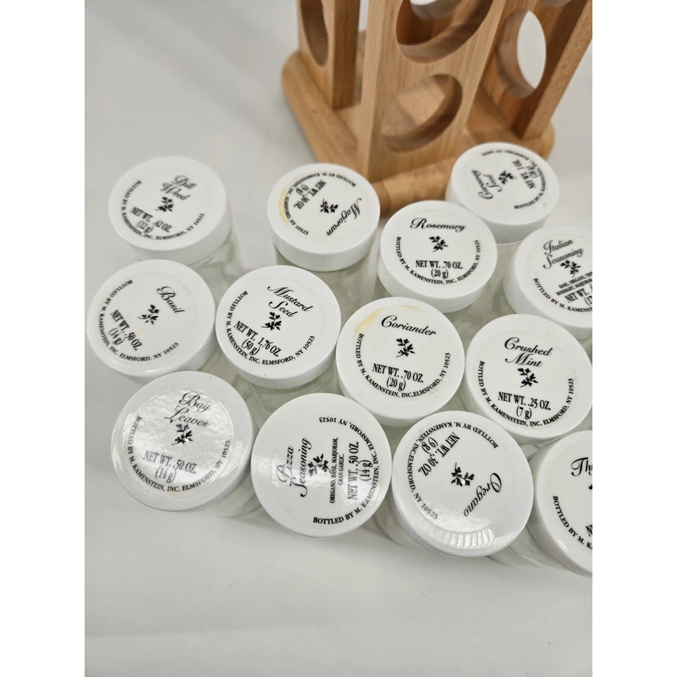 Estante giratorio vintage retro de bambú Kamenstein años 80 con 16 frascos con tapa Foto 4 de 4