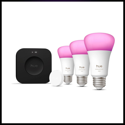 Philips Hue Smart Lighting Starter Kit: Hub, 3 Color Bulbs