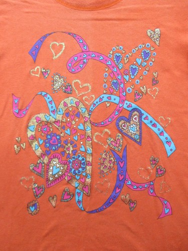 Vintage Chickpea Shirt Girls Size 14 Hearts 90's Puff Glitter Art Kids Youth Fun - Picture 2 of 8