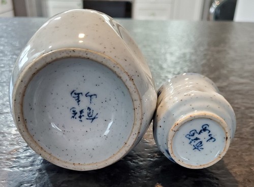 Japanese Japan Sake gray speck Stoneware Set Bottle & Cup blue man men picture - 第 5/6 張圖片