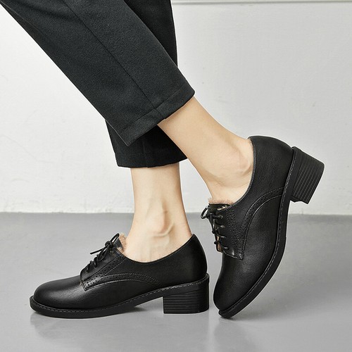 Damas Brogues Oxford con cordones Mujeres Moda Confort Escolar Vestido Zapatos Vintage - Imagen 16 de 27