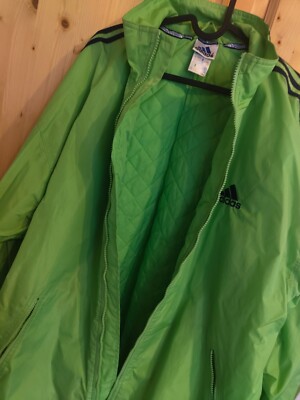 Adidas Vintage Regenjacke Herren Gr. L Neongrün