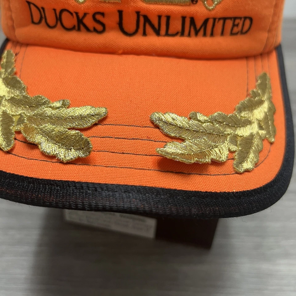 Verdadero Sombrero de Camionero Ilimitado Patos Años 60 Naranja Negro Hoja Dorada Huevo Revuelto Foto 3 de 4