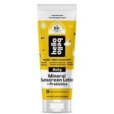 Hello Bello Mineral SPF 55 Sunscreen Lotion with Prebiotics, Water Resistant and