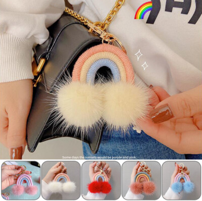 Rainbow Real Fox Fur Ball Pom Pom Bag Charm Keyring Phone Pandent Tassels 5" Rainbow Real Fox Fur Ball Pom Pom Bag Charm Keyring Phone Pandent Tassels 5"