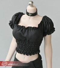 1/6 Female Pleated Top Suit Puff sleeve Black Fit 12'' PH TBL Action Figure Toy