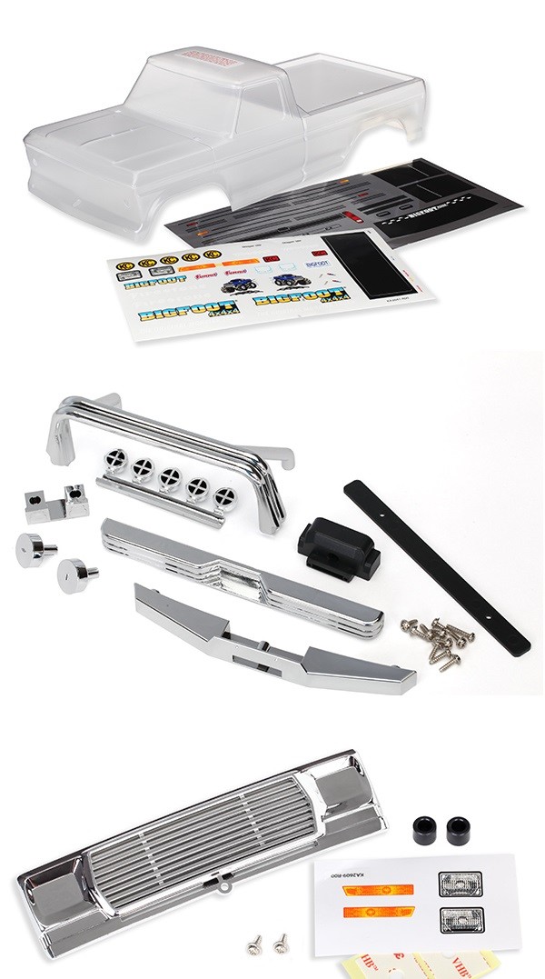 Bigfoot Clear RC Body 1/10 W/ Acc kit + Grill TRA3660-3662-3656 Traxxas Stampede