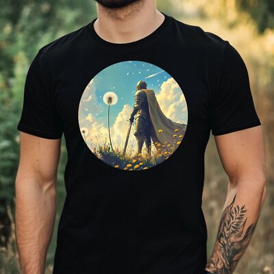 Mens Knight Dandelion Print Cotton T-Shirt Size XS to 5XL