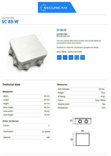 50 PCS OUTDOOR WEATHERPROOF IP JUNCTION BOXES IP55 TERMINAL BOX CCTV BLACK GREY - Picture 3 of 9