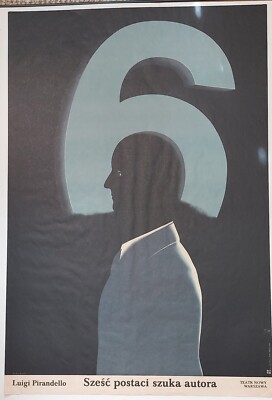 Polnisches Theaterposter 6 Charaktere auf der Suche nach einem Autor Luigi Pirandello 60er/70er