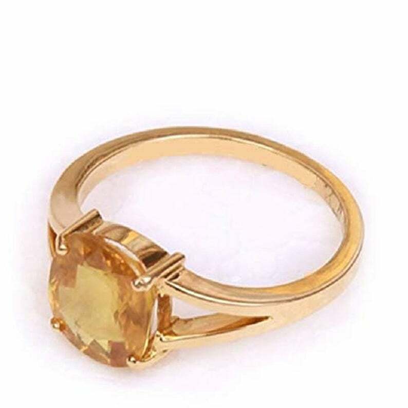 Natural Yellow Sapphire/Pukhraj Gold Plated Ring for All
