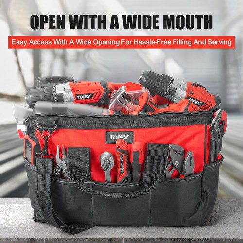 TOPEX 16" Tool Bag Multi-pocket Tool Organizer with Adjustable Shoulder Strap - Picture 4 of 10