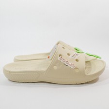 Crocs Unisex-Adult Classic Slide 206121-2Y2 BONE with Jibbitz US Women 7 / Men 5