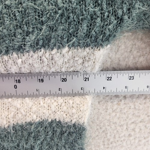 SO Sweater Womens 2XL XXL Green White Striped Fuzzy Soft Poly Pullover - Picture 8 of 14