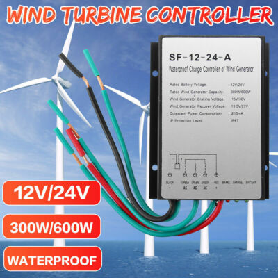 Contrôleur Charge Vent 12V/24V 300W/600W - Régulateur Turbine Éolienne Étanche Avec Affichage LED