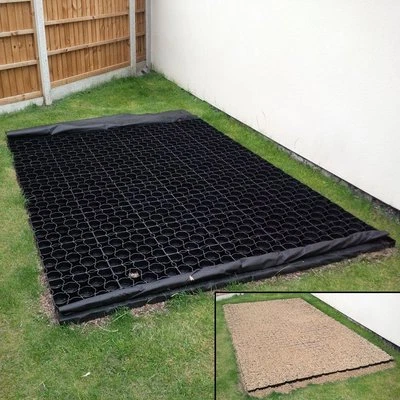 TRUE PRODUCTS SHED BASE or HARD STANDING of TruePave Plastic Paver Grids for Decks Greenhouses