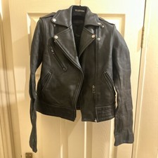 Rag And Bone Black Leather Long Sleeved Jacket Uk 6 Rrp £990