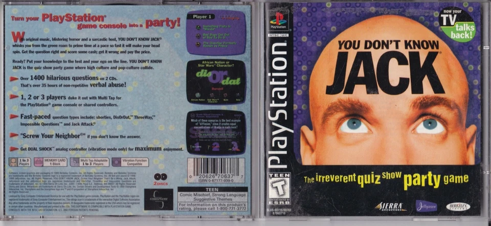 You Don't Know Jack (Sony PlayStation 1, 1999) *COMPLETE* - Image 2 of 2