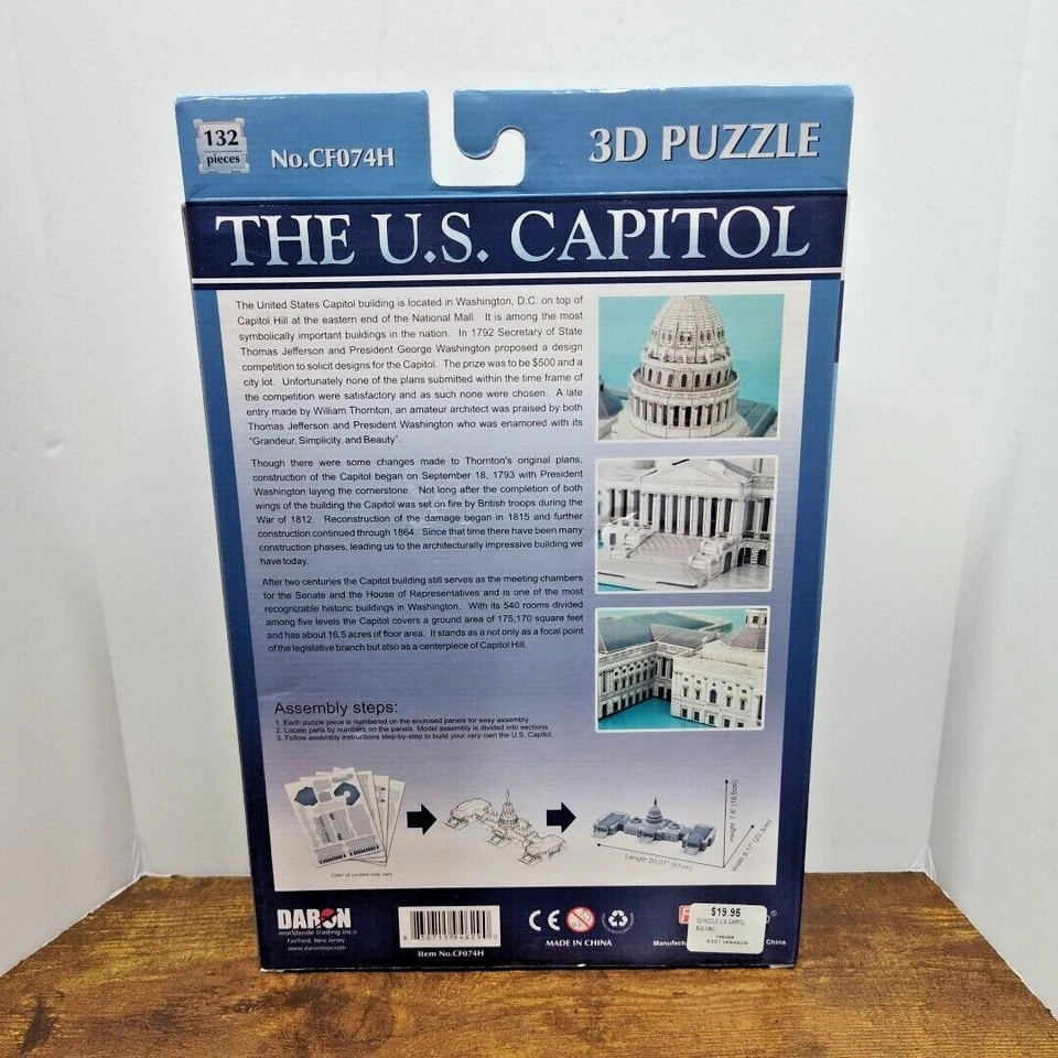 Kit de modelo de rompecabezas 3D de 132 piezas - Edificio del Capitolio de Estados Unidos, edades 5+, más de 20 pulgadas de largo Foto 2 de 4